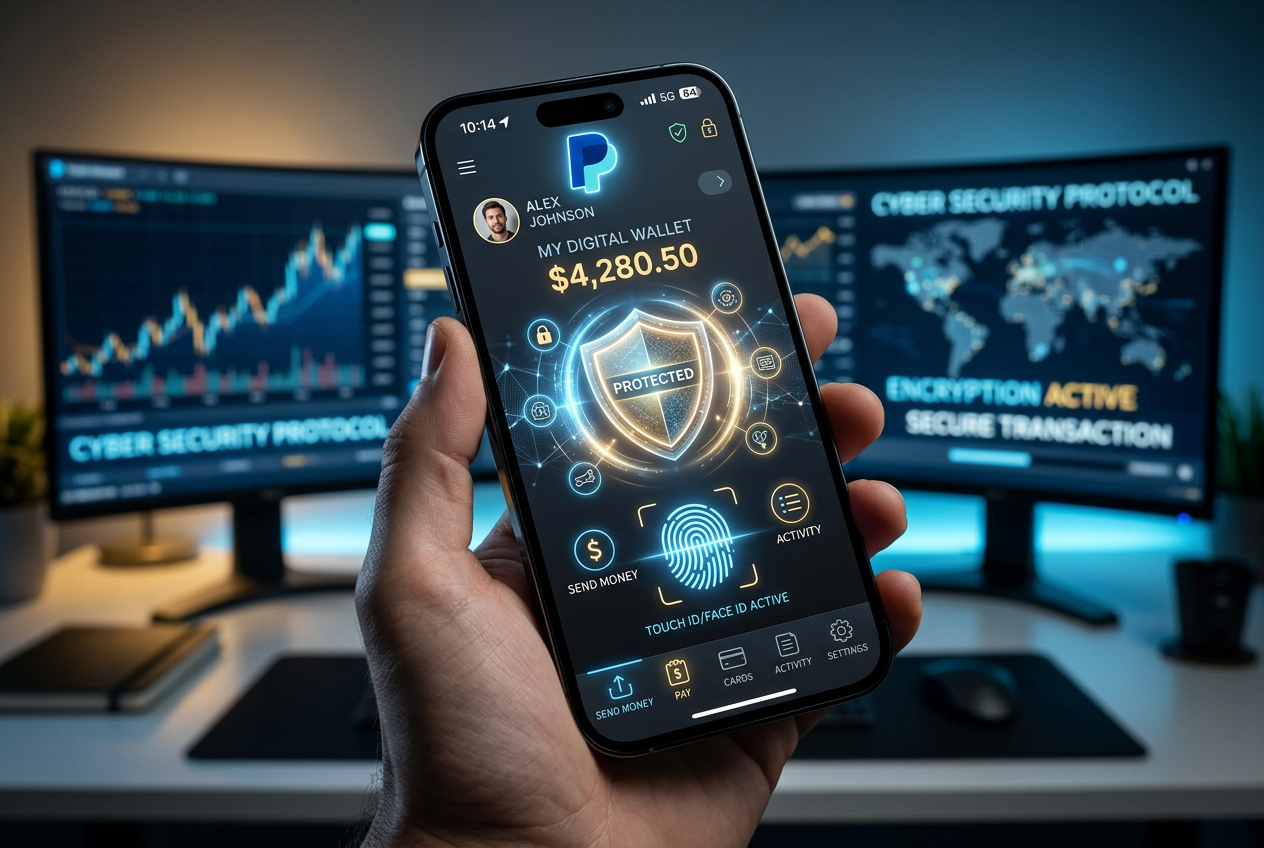 Wizualizacja bezpieczeństwa płatności PayPal w nowoczesnym kasynie online